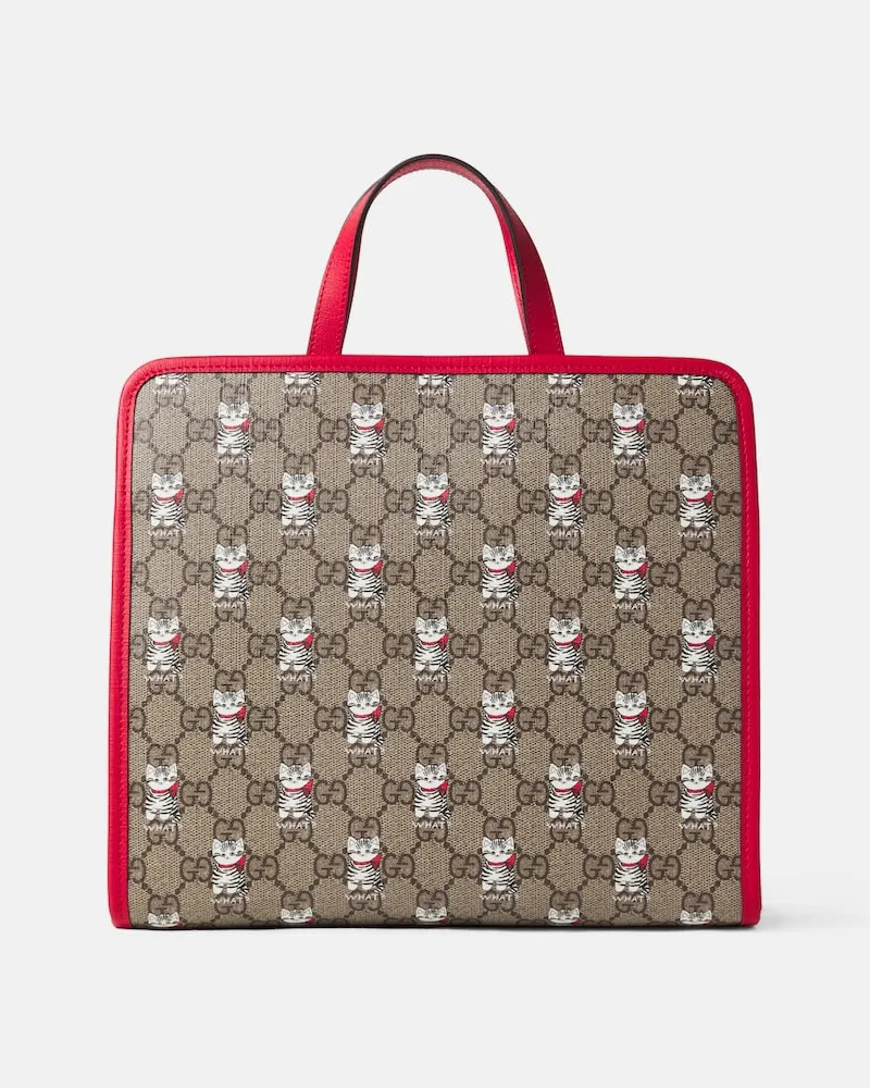 Gucci Tasche GG aus Canvas mit Leder Beige