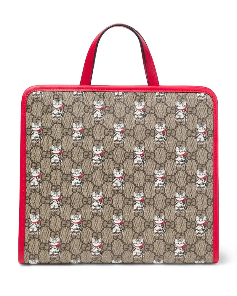 Gucci Tasche GG aus Canvas mit Leder Beige