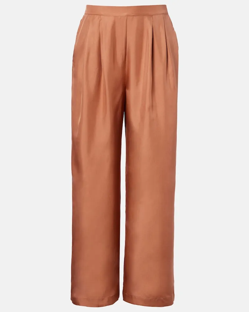 ASCENO Weite Hose Isola aus Seiden-Twill Braun