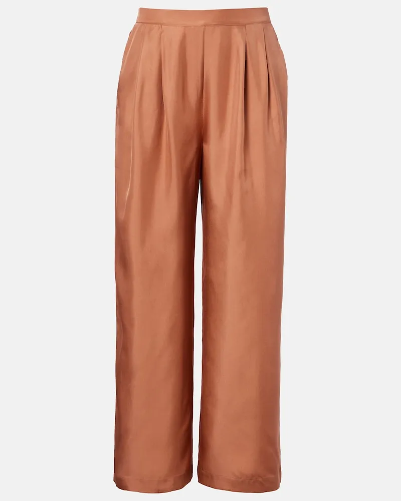 ASCENO Weite Hose Isola aus Seiden-Twill Braun
