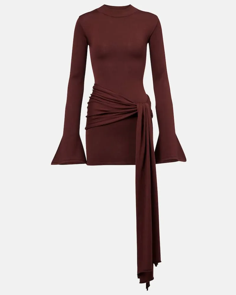 Aya Muse Minikleid aus Seide und Baumwolle Burgunderrot