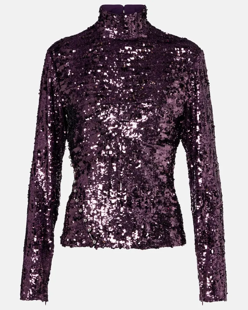 Paco Rabanne Top mit Pailletten Lila