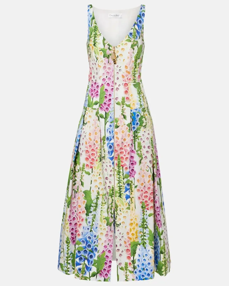 Oscar de la Renta Cocktailkleid aus Popeline Multicolor