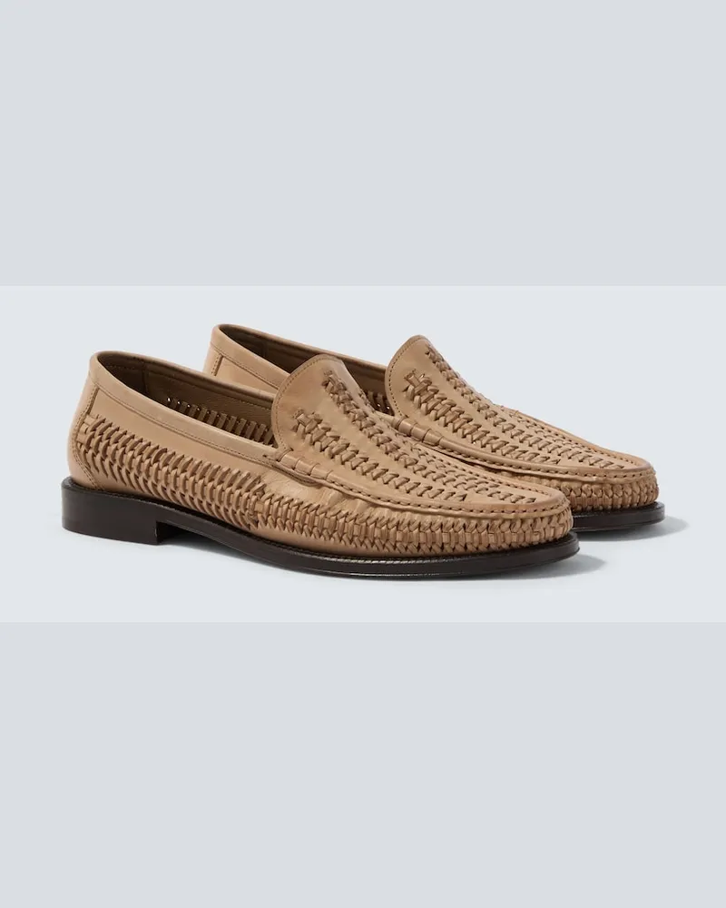 Brunello Cucinelli Slip-Ons Woven aus Leder Beige