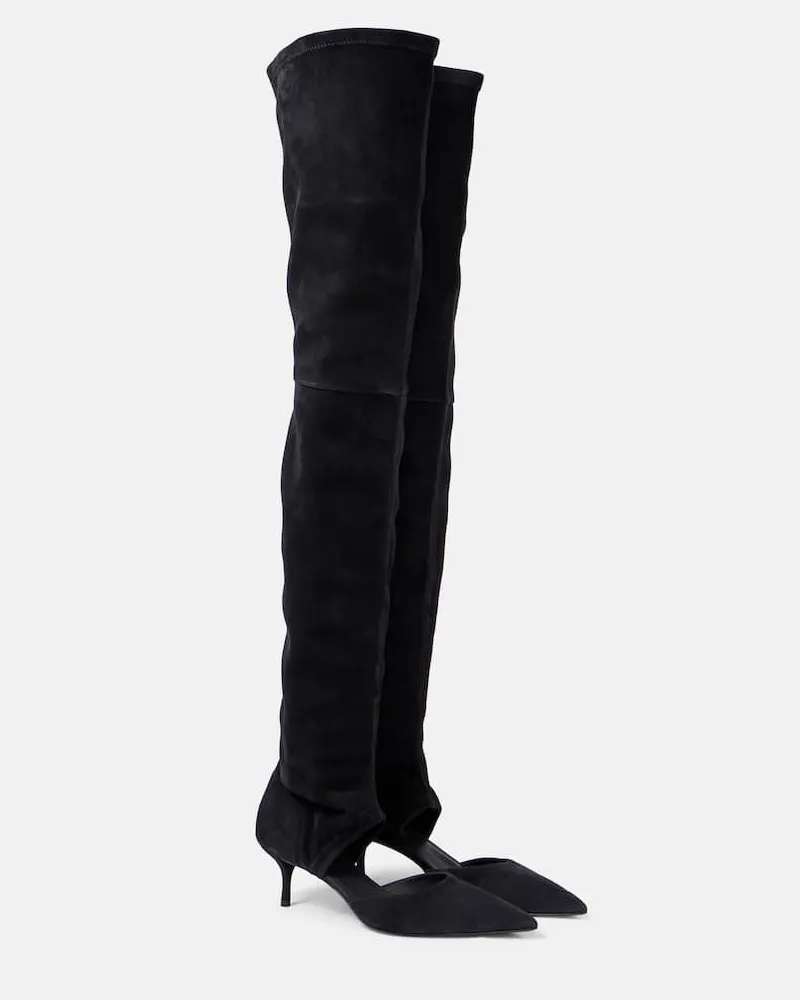 Alaïa Alaïa Stiefel Stretch 55 aus Veloursleder Schwarz