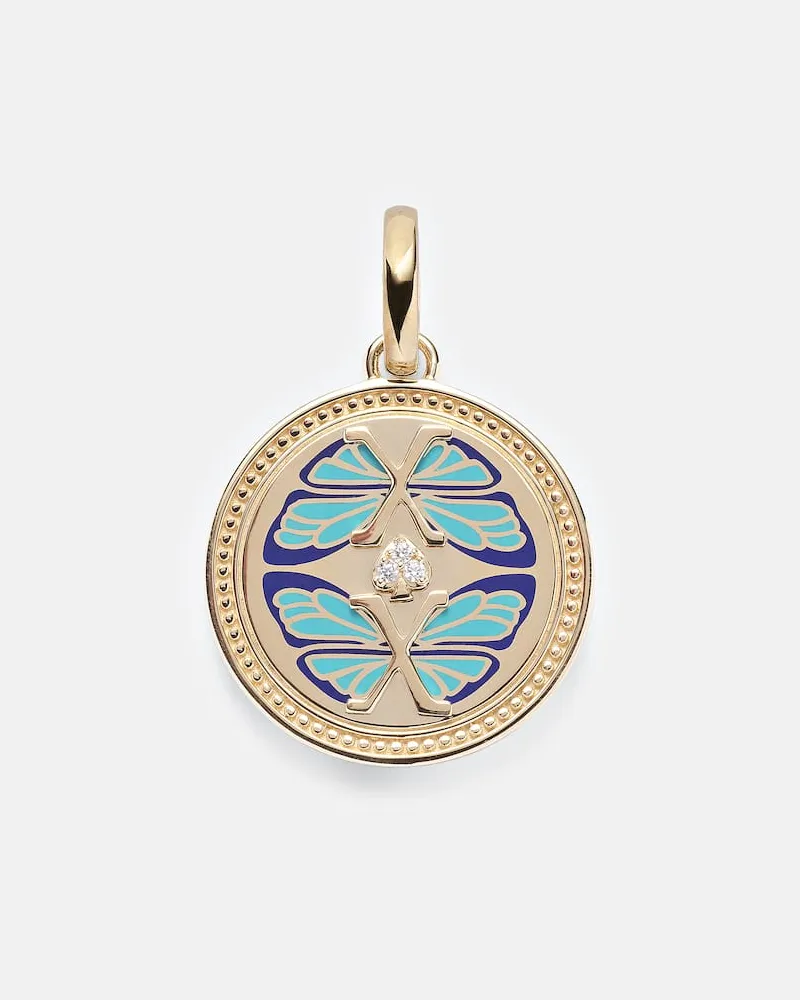 FOUNDRAE Anhänger Reverie Medium aus 18kt Gelbgold und Keramik mit Diamanten Gold