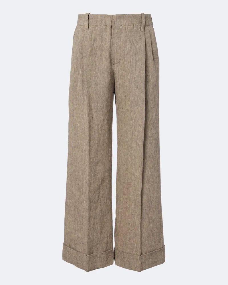 Brunello Cucinelli Weite Hose Monili aus Leinen Braun
