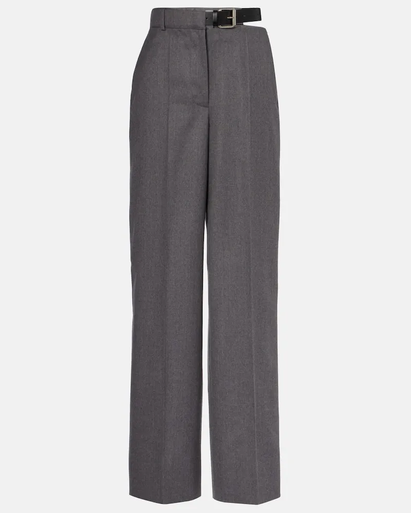 Stella McCartney Gerade Hose aus Wollflanell Grau