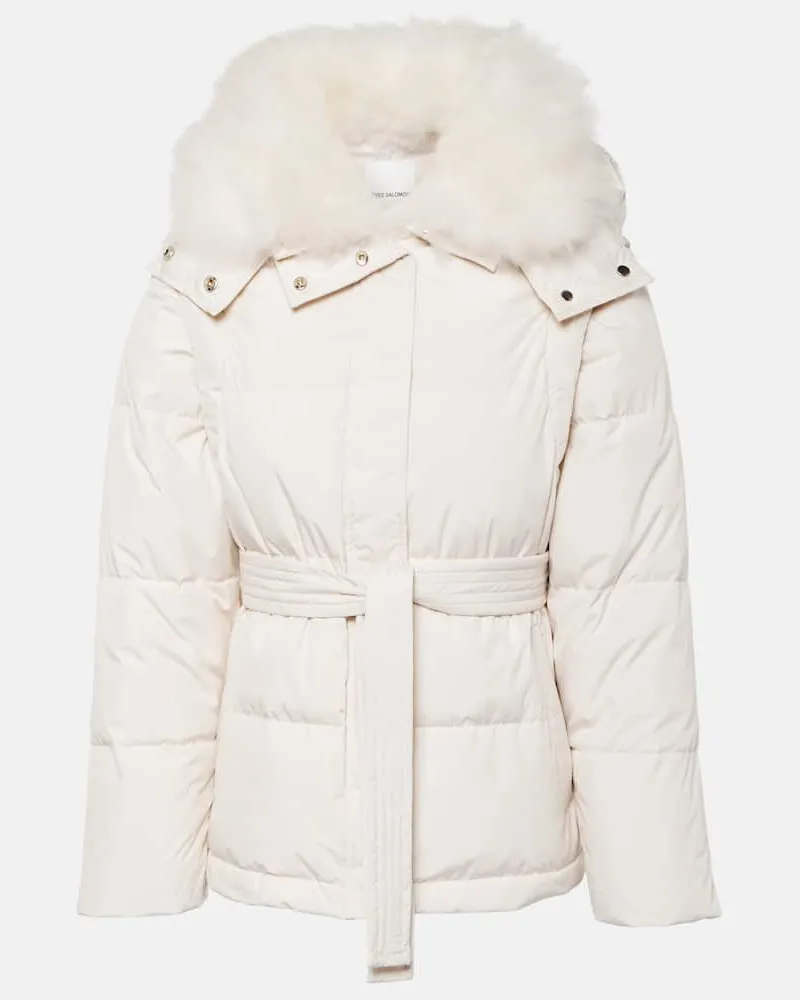 Yves Salomon Daunenjacke mit Shearling Weiß