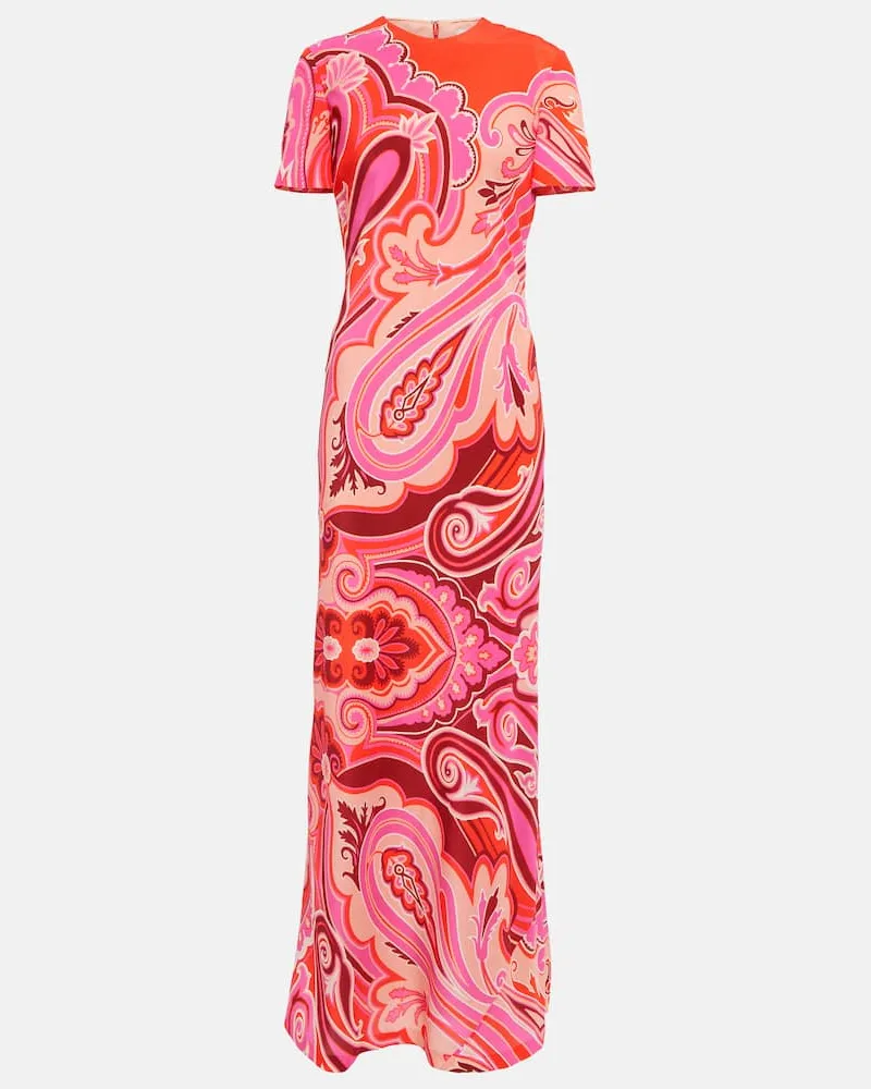 Etro Bedruckte Robe aus Seide Rosa