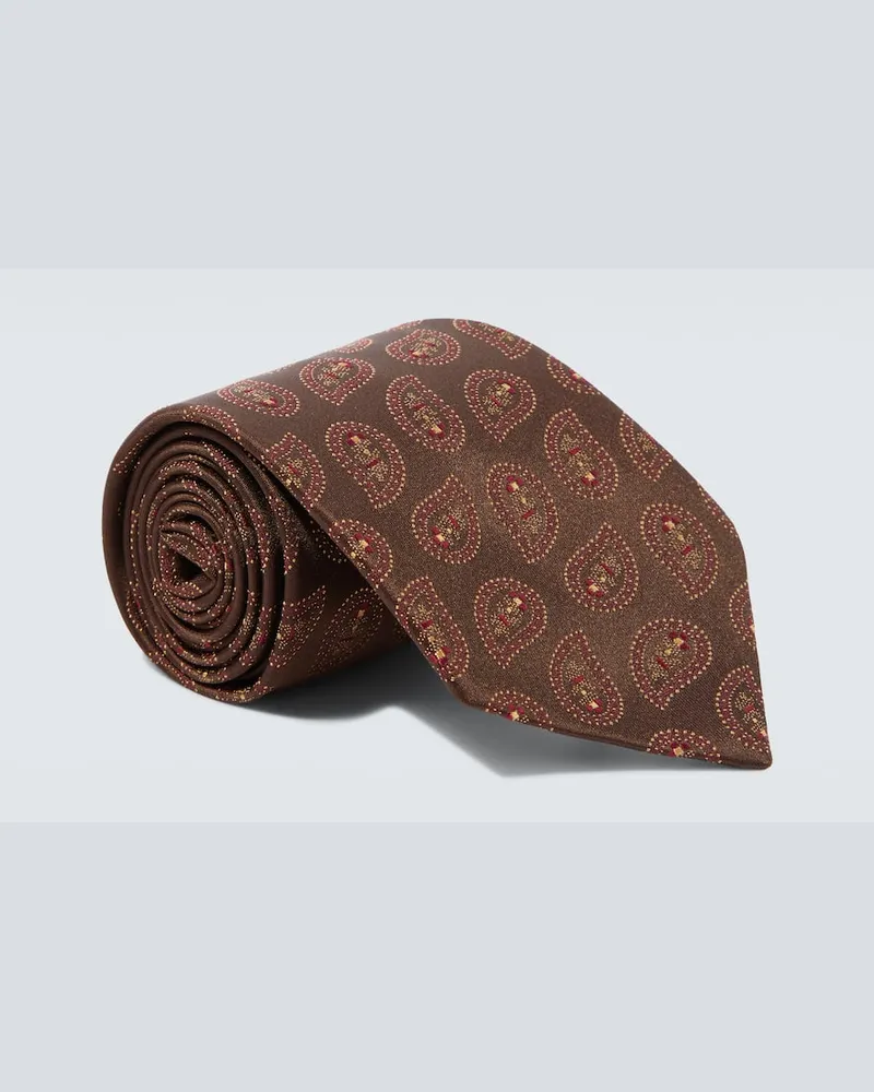 Charvet Krawatte aus Seiden-Jacquard Braun
