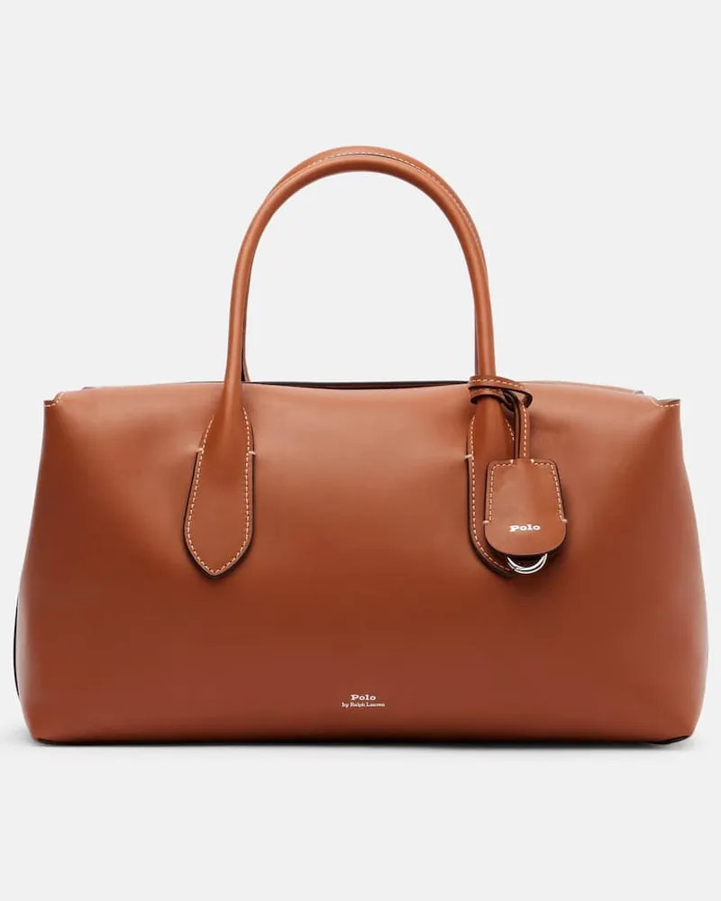 Ralph Lauren Tote Bag E/W Medium aus Leder Braun