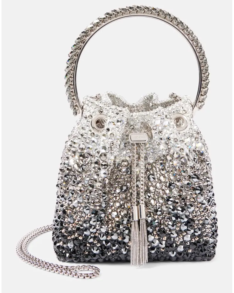 Jimmy Choo Bucket-Bag BonBon mit Kristallen Schwarz