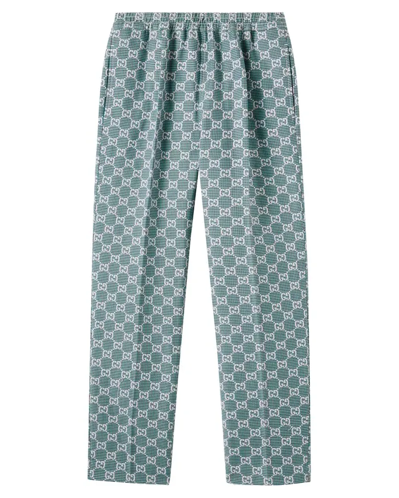 Gucci Gerade Hose GG aus Baumwoll-Canvas Weiß