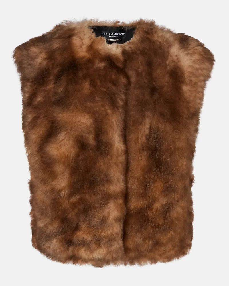 Dolce & Gabbana Cropped-Weste aus Shearling Braun