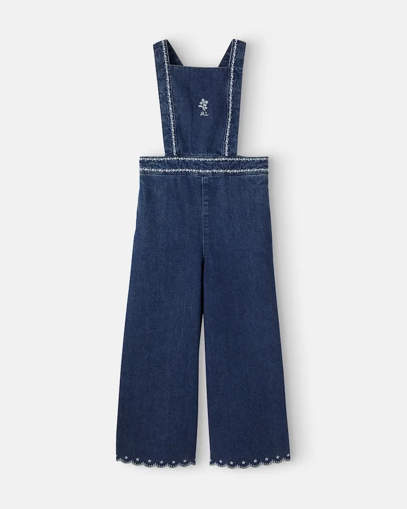 Ralph Lauren Jumpsuit aus Denim mit Stickerei Blau