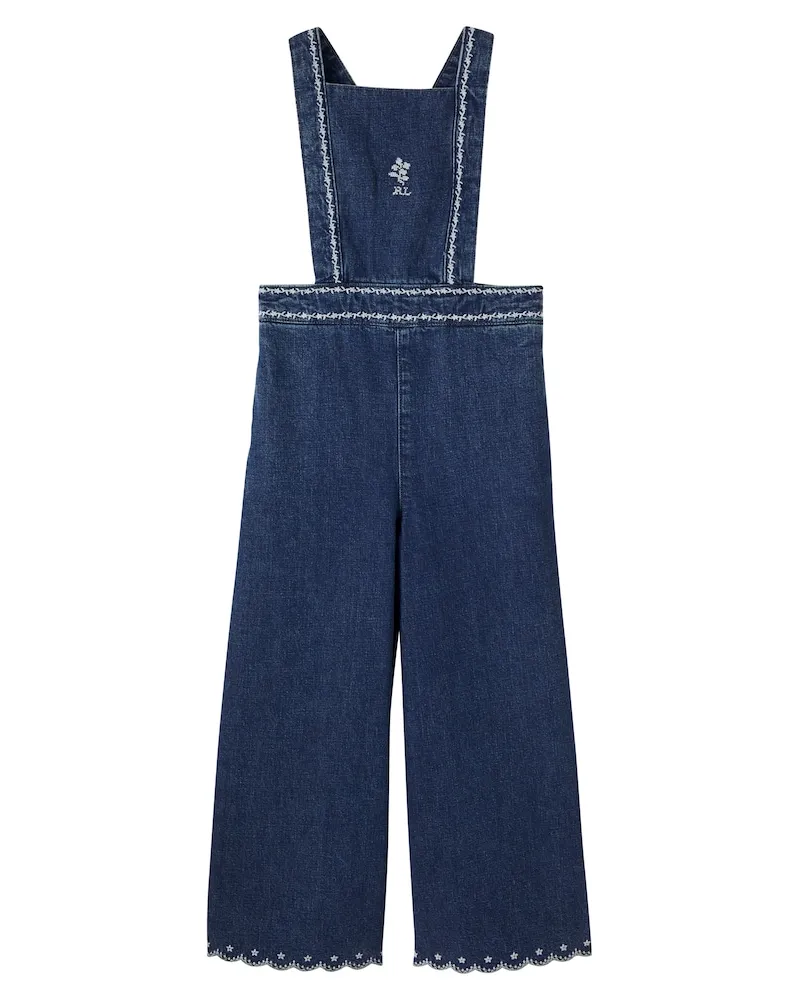 Ralph Lauren Jumpsuit aus Denim mit Stickerei Blau