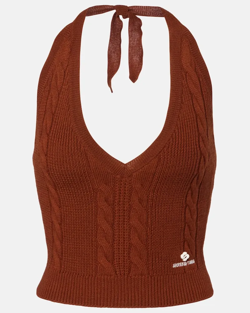 SHUSHU/TONG Top aus Wolle Braun