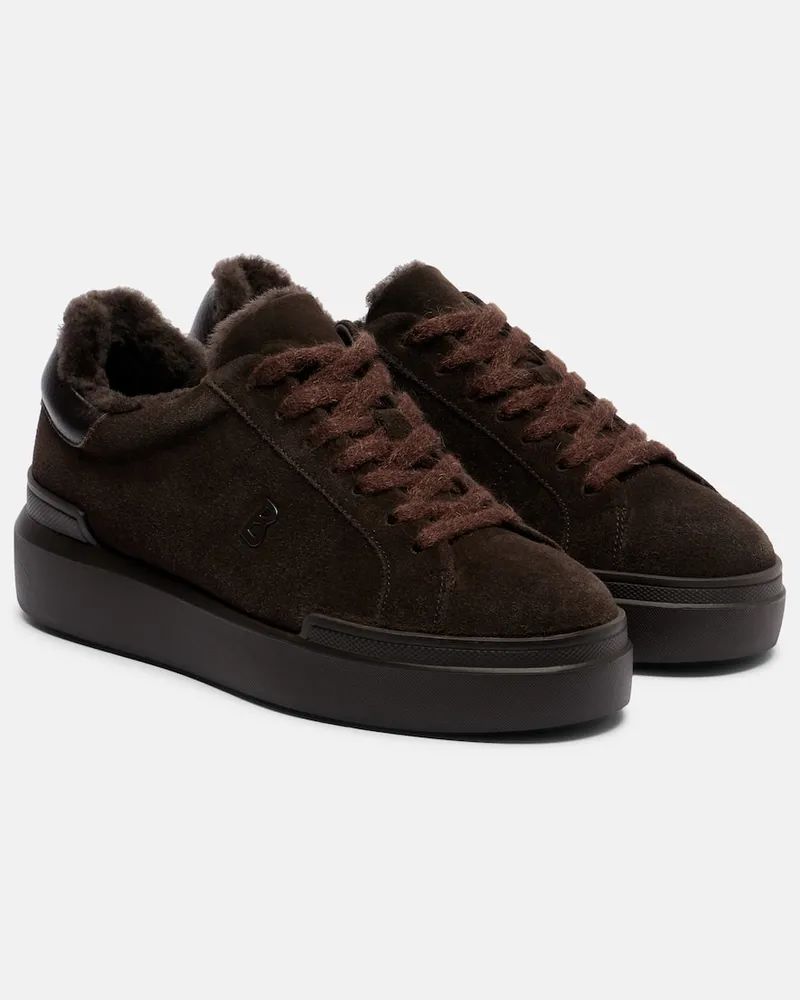 Bogner Sneakers Hollywood 32 aus Veloursleder und Shearling Braun