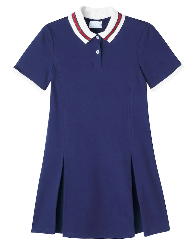 Gucci Kleid Web Stripe aus Baumwolle Blau