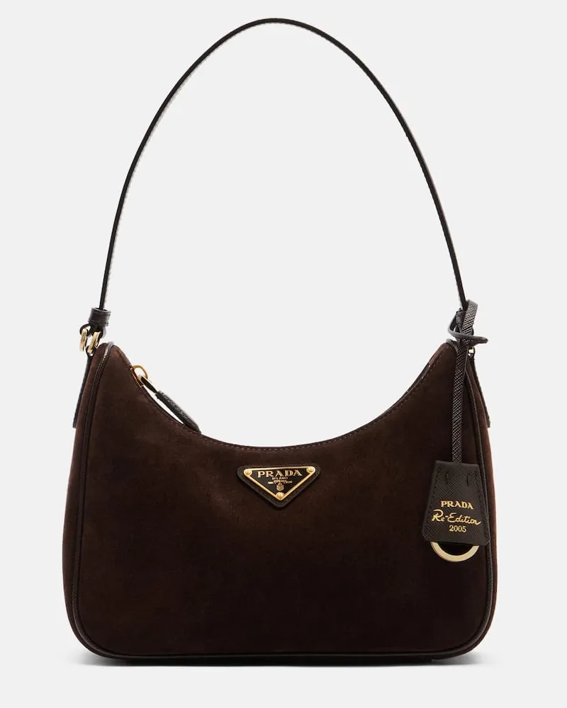 Prada Schultertasche Prada Re-Edition aus Veloursleder Braun