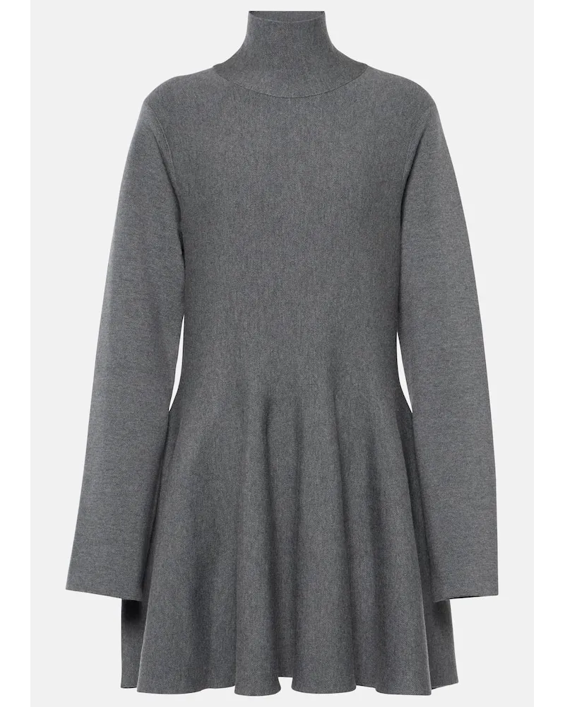 KHAITE Minikleid Clarice aus einem Wollgemisch Grau