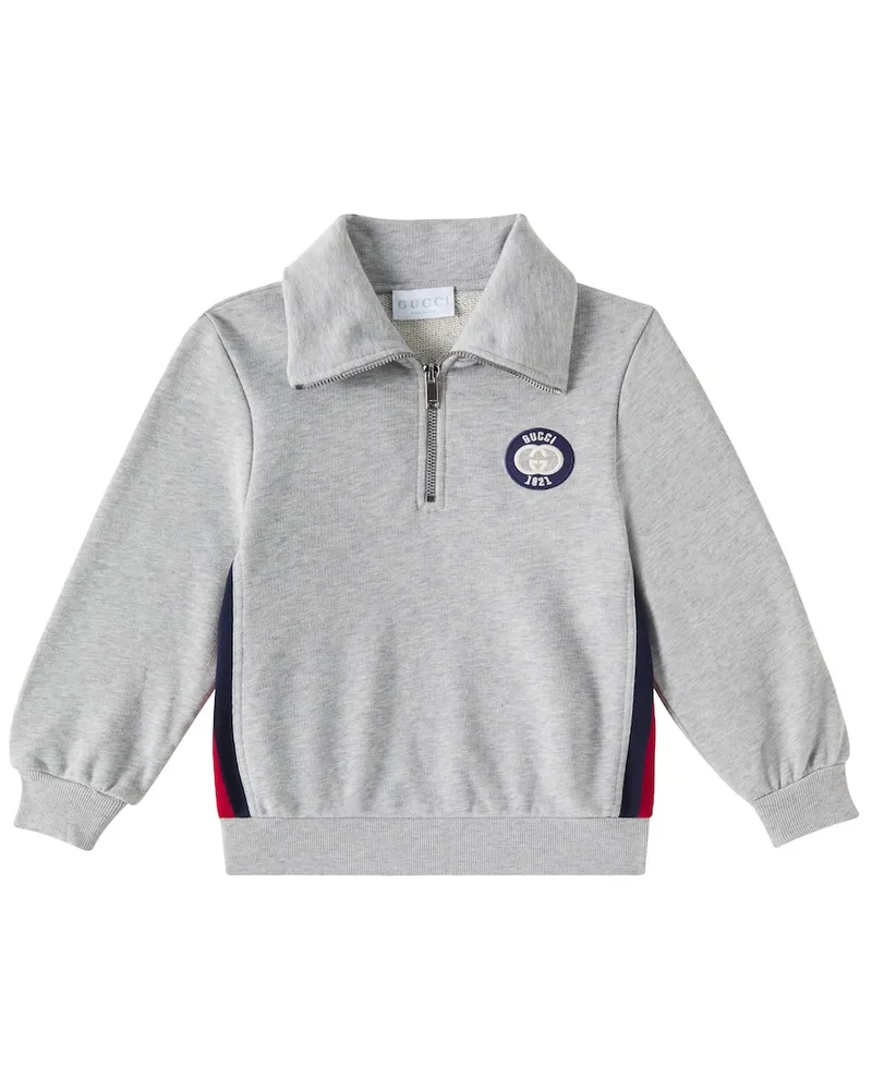 Gucci Besticktes Sweatshirt aus Baumwoll-Jersey Grau