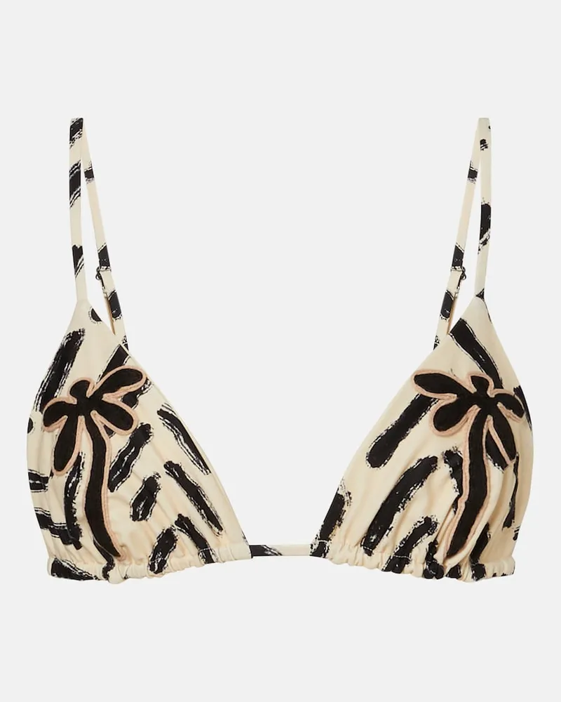 Johanna Ortiz Bedrucktes Bikini-Oberteil Beige