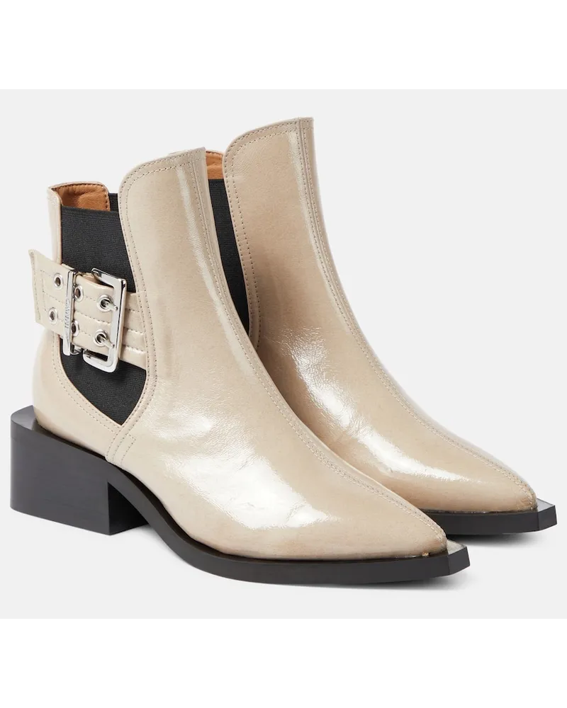 Ganni Chelsea Boots aus Lederimitat Beige