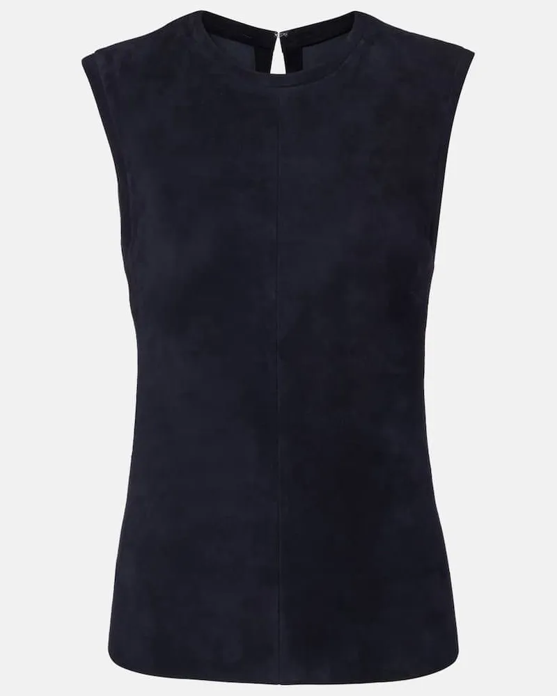 Stouls Top Miuccia aus Veloursleder Blau