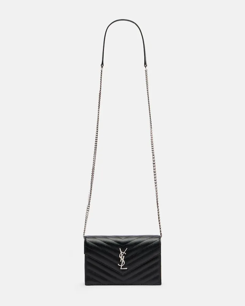 Saint Laurent Portemonnaie mit Kettenriemen Cassandre Envelope Small Schwarz