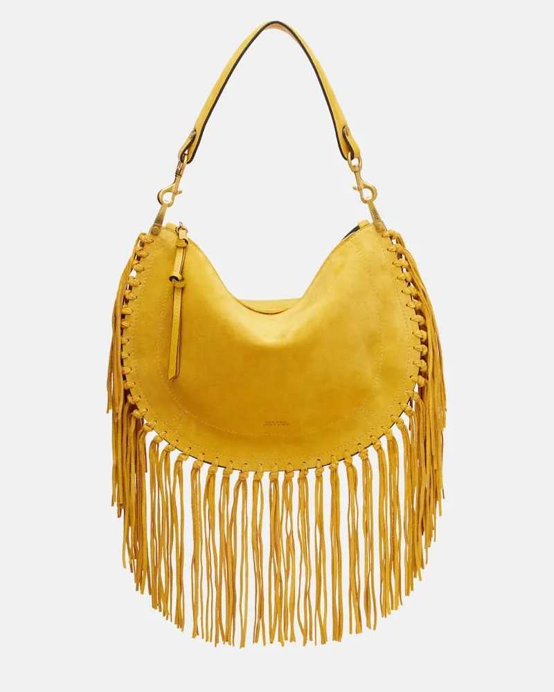 Isabel Marant Schultertasche Oskan aus Veloursleder Gelb