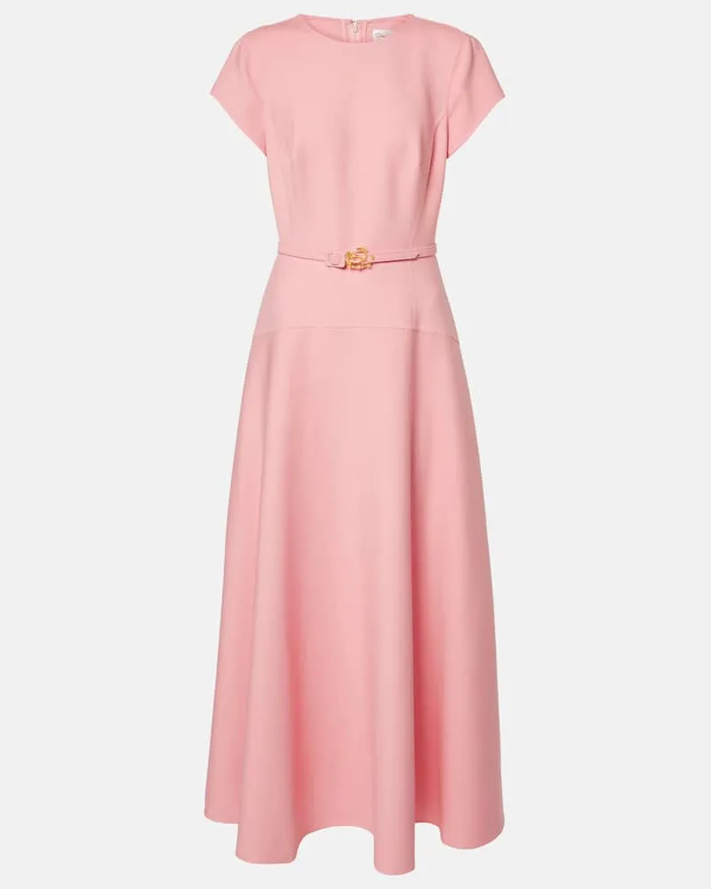 Oscar de la Renta Midikleid aus einem Wollgemisch Blau