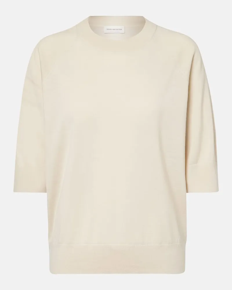 Dries van Noten Top aus Wolle Beige
