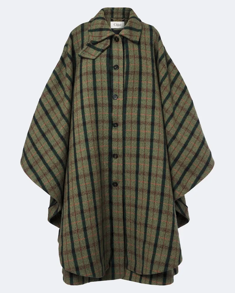Chloé Chloé Poncho aus Wolle Grün