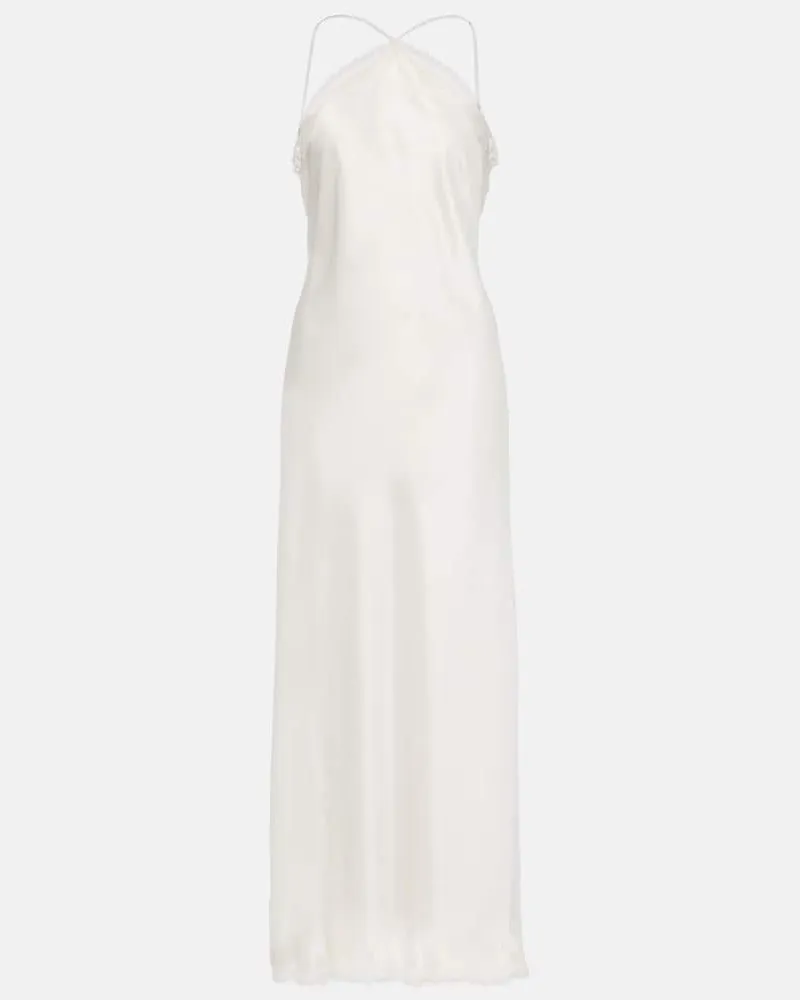 RIXO Bridal Slipdress Harlan aus Satin mit Spitze Weiß