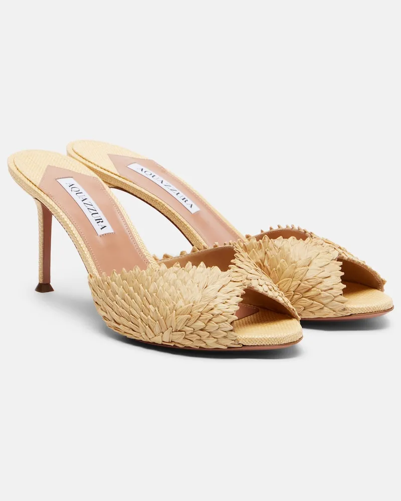 Aquazzura Pantoletten Rio Flirt aus Raffiabast Beige