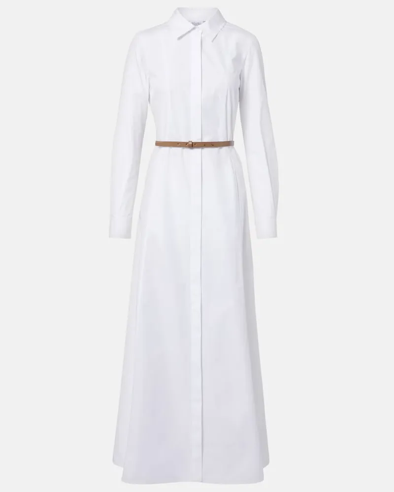 Max Mara Hemdblusenkleid Adunco aus Baumwollpopeline Weiß