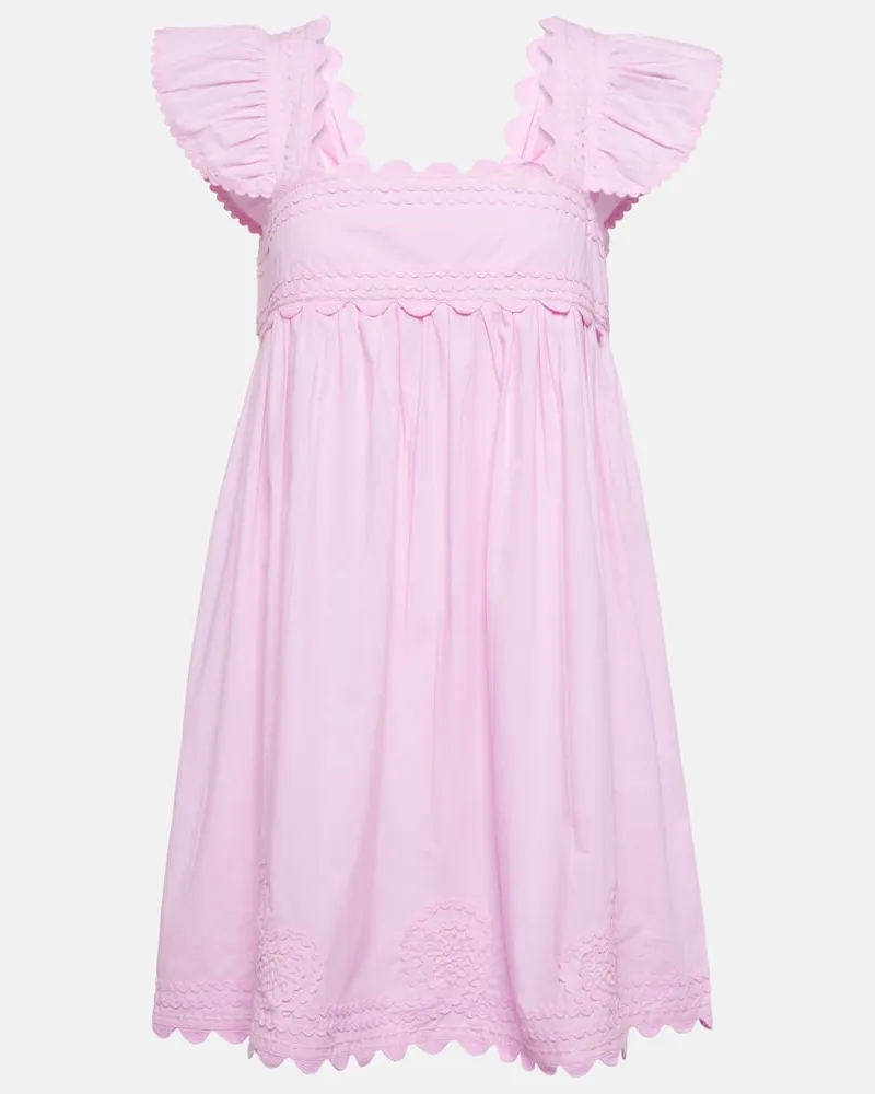Juliet Dunn Besticktes Minikleid aus Baumwolle Rosa