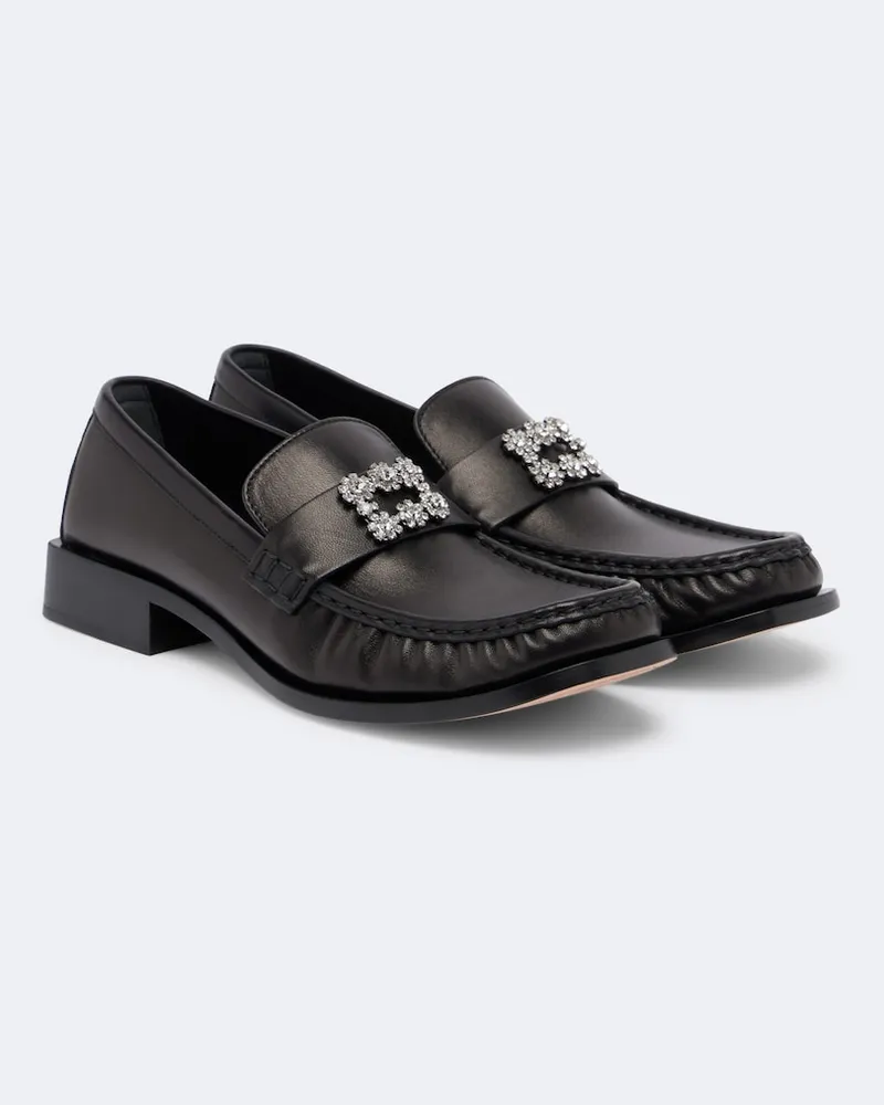 Roger Vivier Verzierte Loafers Viv Moc aus Leder Schwarz