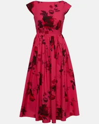 Erdem Bedrucktes Midikleid aus Baumwoll-Faille Pink