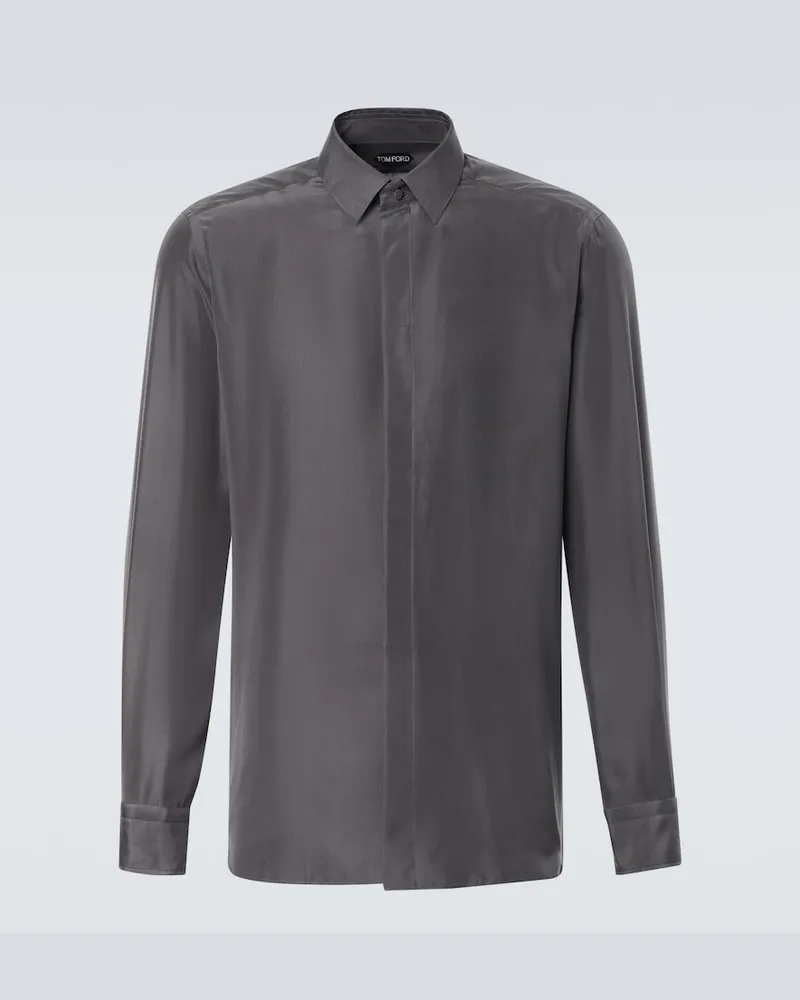 Tom Ford Hemd Enzyme aus Seiden-Twill Grau