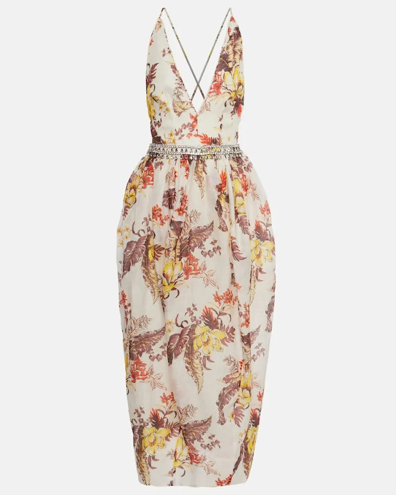 Zimmermann Verziertes Midikleid Matchmaker Weiß