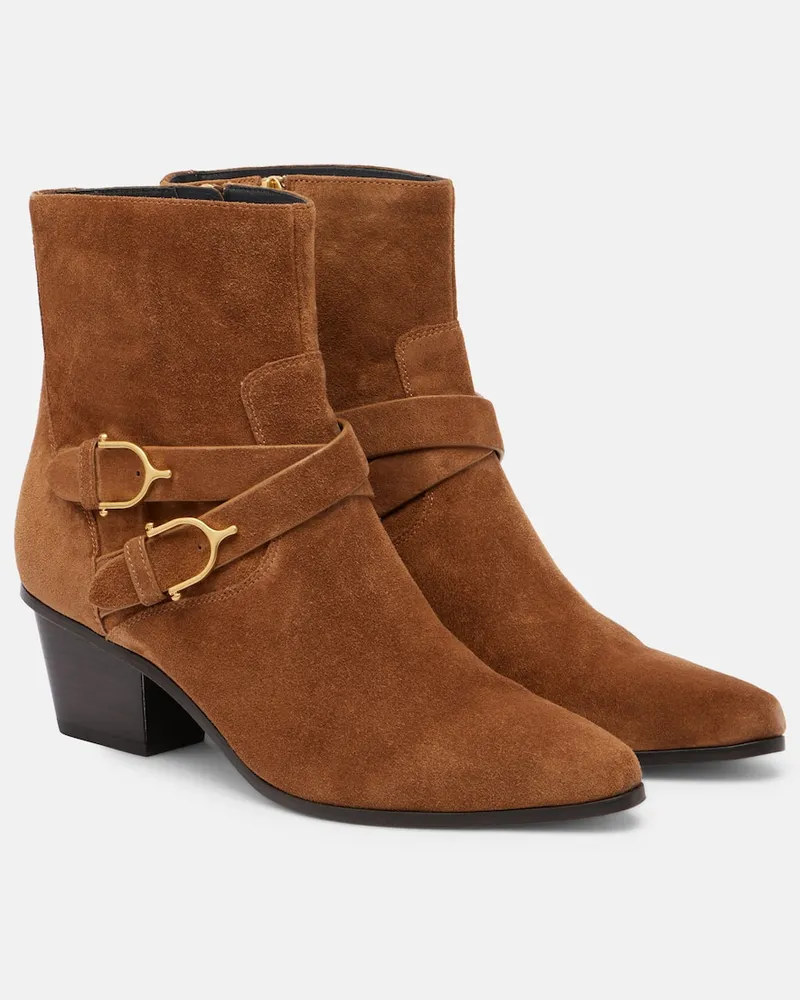 Veronica Beard Ankle Boots Ashby 50 aus Veloursleder Braun