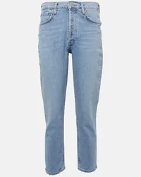 AGOLDE High-Rise Cropped Slim Jeans Riley Blau