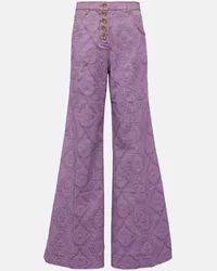 Etro Bedruckte Flared Jeans Lila