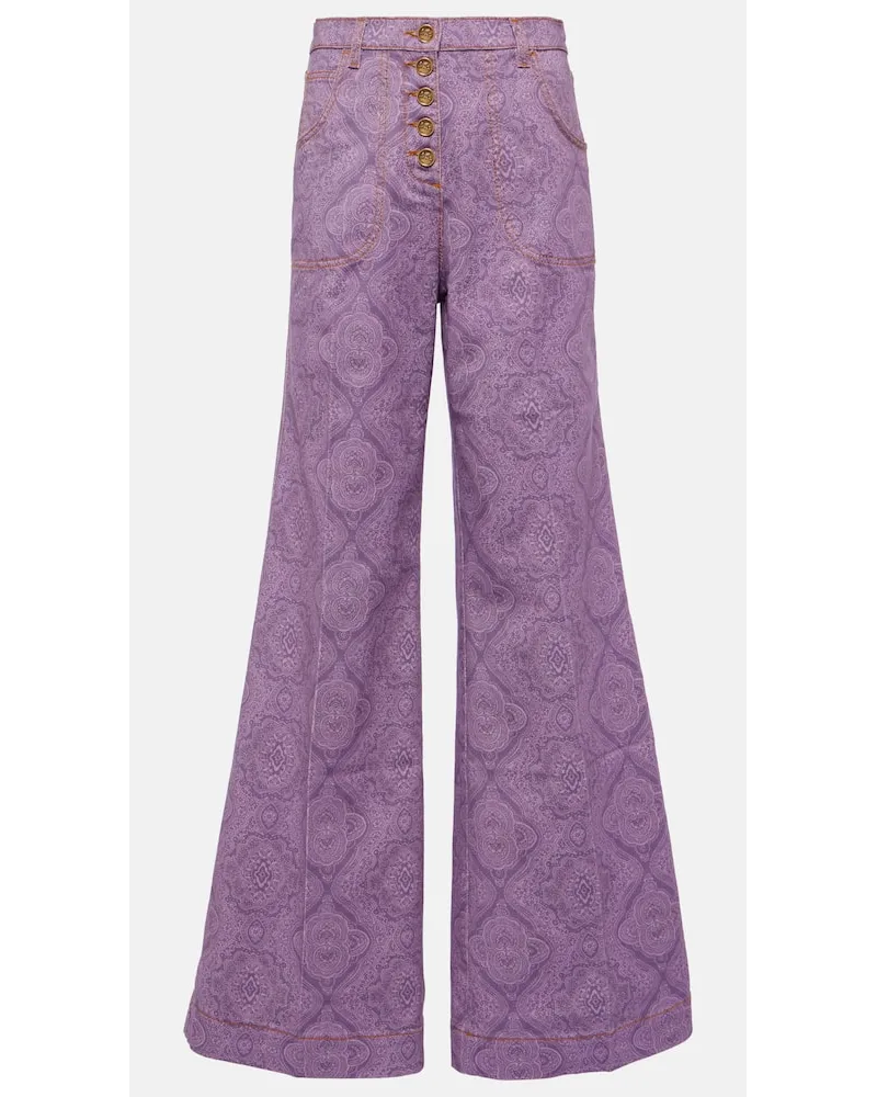 Etro Bedruckte Flared Jeans Lila