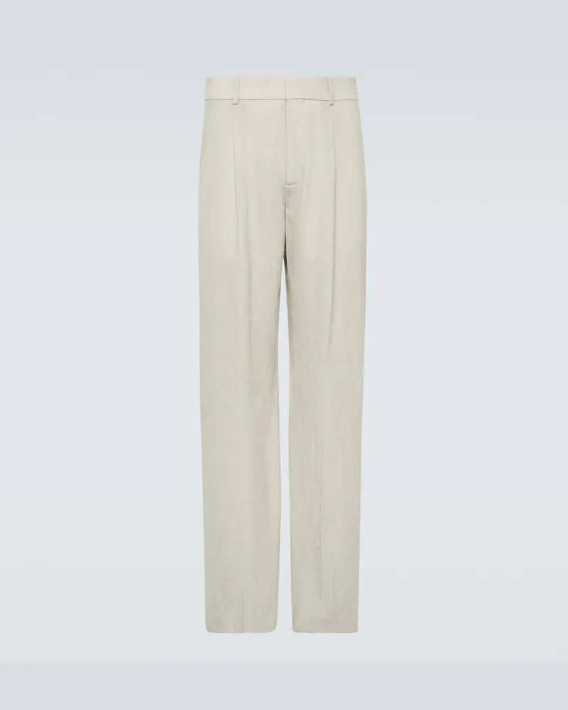 Bottega Veneta Weite Hose aus einem Wollgemisch Beige