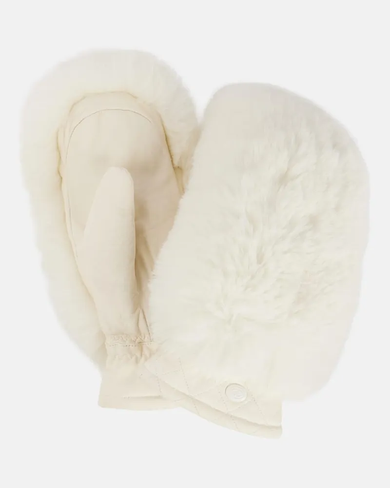 GOLDBERGH Skifäustlinge Hill aus Leder mit Faux Fur Weiß
