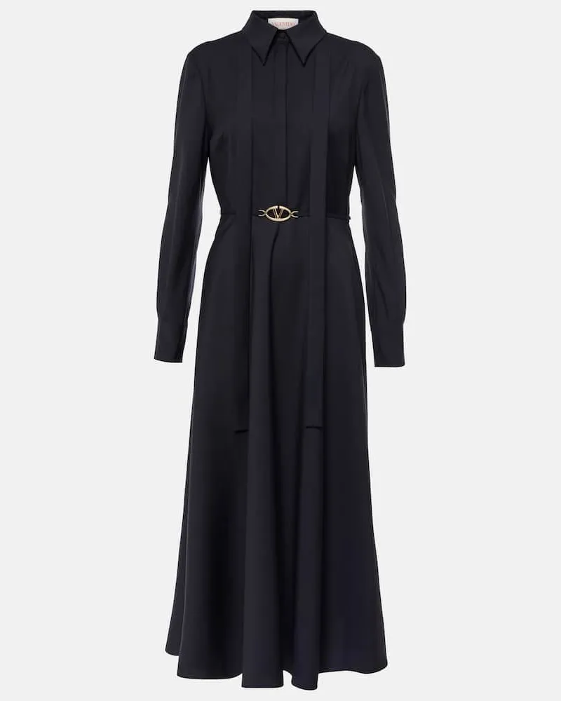 Valentino Garavani Midikleid VLogo Signature aus Wolle und Mohair Blau